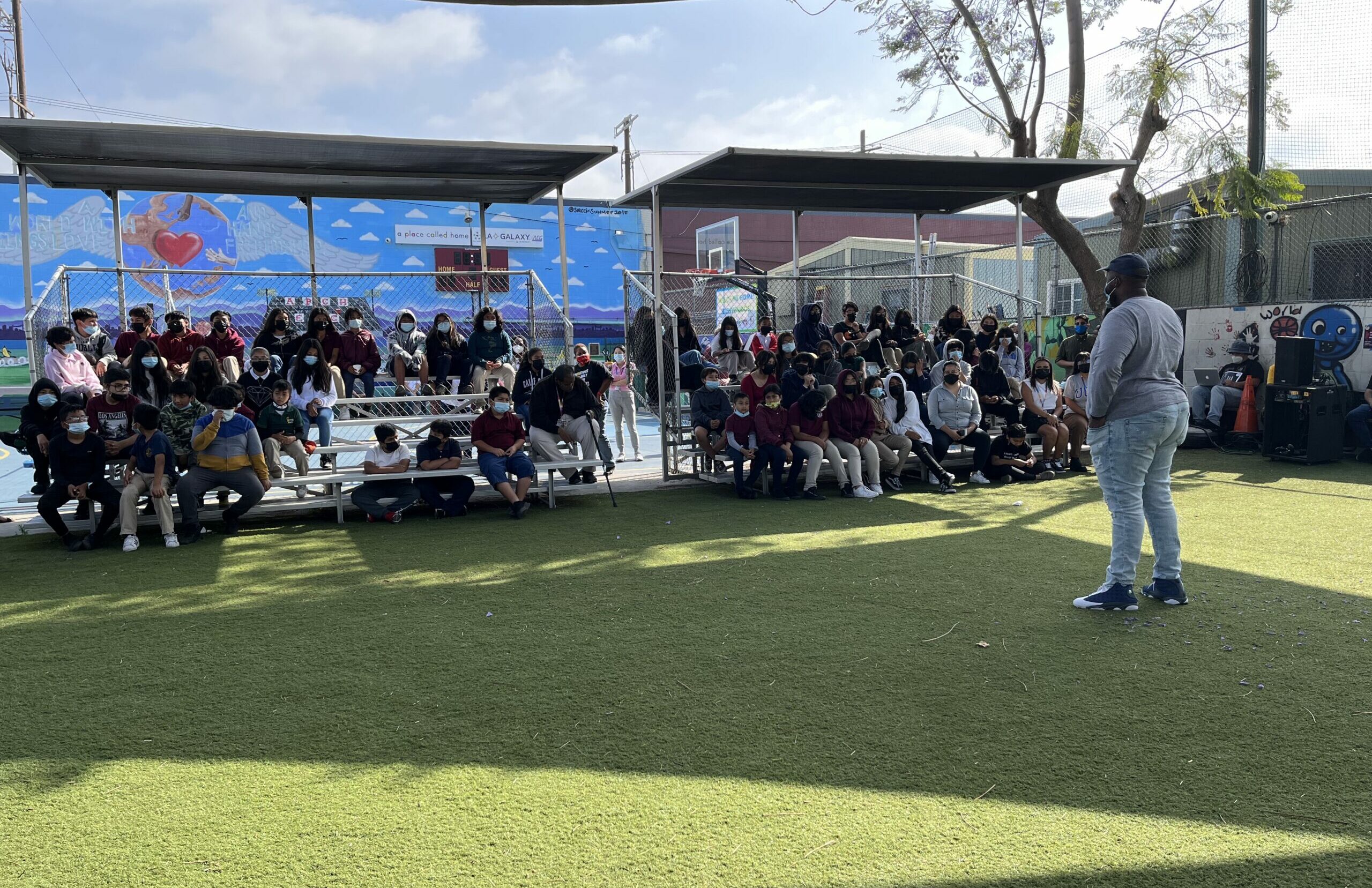 Ethan shares words of wisdom with APCH members at our 2022 College Announcement Day